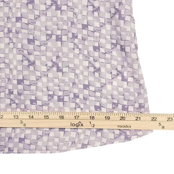 Maurices Women's Flutter Sleeve Blouse Purple Lavender Checkered V Neck Medium - Picture 7 of 8